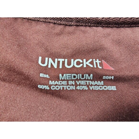 Untuckit Size Medium Mens Chocolate Brown Long Sleeve Pullover Logo Tag Henley - Picture 4 of 10